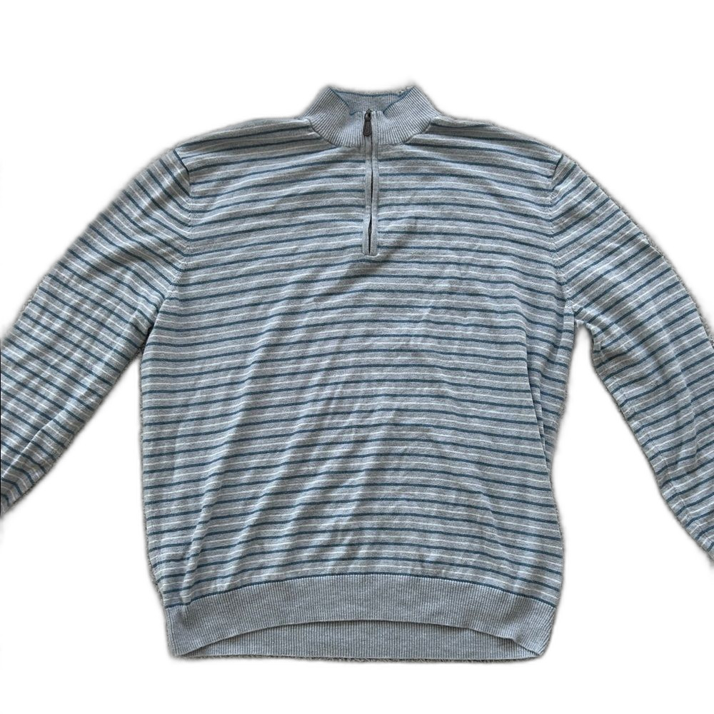 Johnnie-O Striped Quarter Zip Pullover –Golf Sweater – Men’s XL